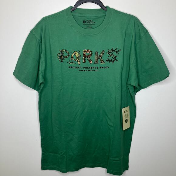 NWT PARKS PROJECT 90s Doodle Parks Tee Green Short Sleeve Large - Picture 2 of 5